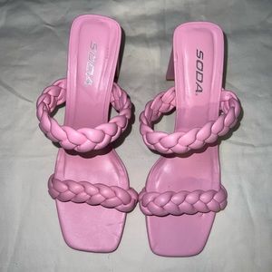 Soda braided Pink slip heels
